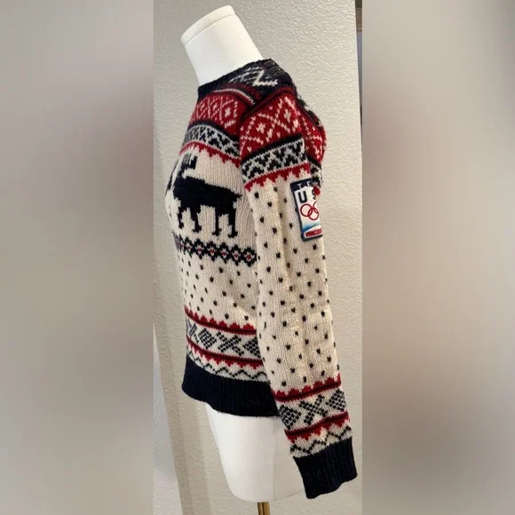 Vintage Ralph Lauren Holiday Christmas Fair Isle Red & Navy Olympics Sweater - Picture 8 of 16